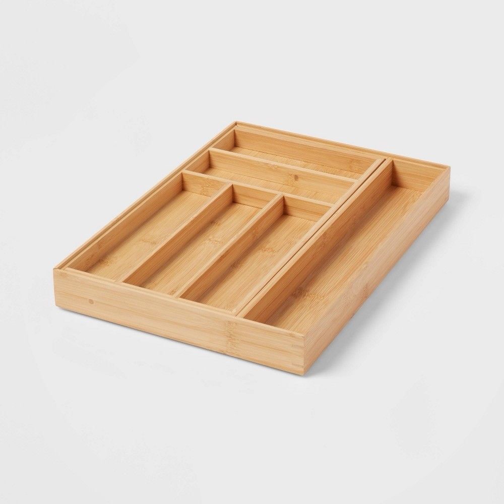 Brightroom 7 Compartment Drawer Organizer Brown Expandable Kitchen Tray